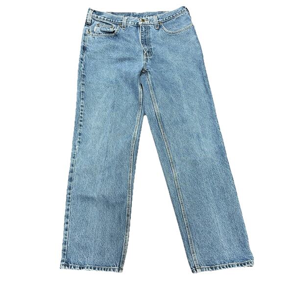 Carhartt Jeans Mens 36x32 Blue Denim Relaxed Fit B460-DVB Straight Workwear - Picture 1 of 8